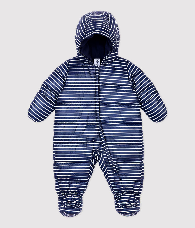 Babies' Striped Snowsuit blue/white
