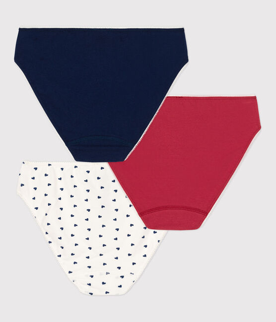 Girls' Heart Patterned Cotton and Elastane Briefs - 3-Pack variante 1