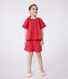 Children's short-sleeved cotton blouse with a floral pattern