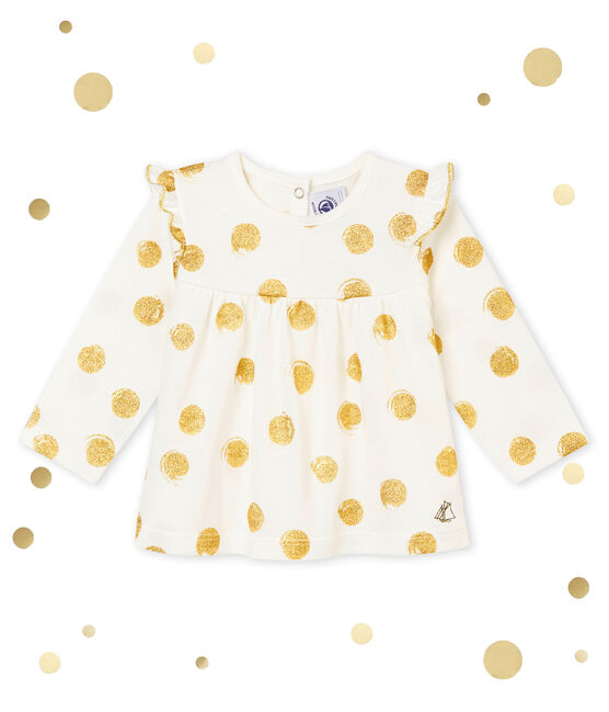 Baby girl's print blouse MARSHMALLOW white/DORE yellow