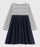 Girl's Long-sleeved Dress MARSHMALLOW white/SMOKING blue