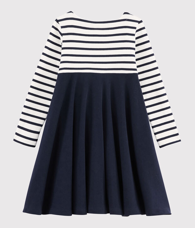 Girl's Long-sleeved Dress white/blue