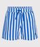 Children's stripy cotton swim shorts DELPHINIUM /MARSHMALLOW