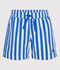 Children's stripy cotton swim shorts blue/white