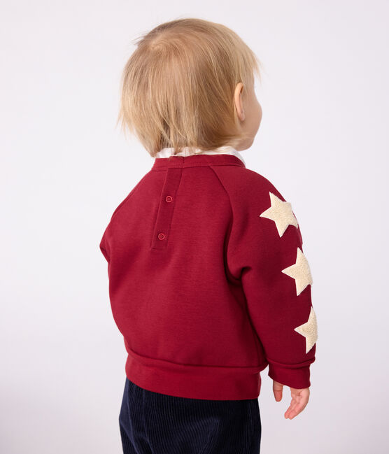 Babies' soft, warm, star-patterned cotton sweatshirt AMARANTE