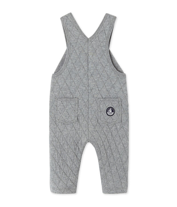 Baby boy's quilted double knit overalls grey