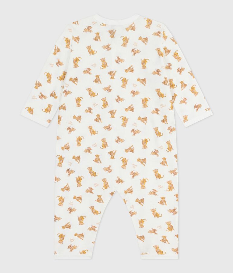 Babies' footless printed cotton pyjama suit white/beige