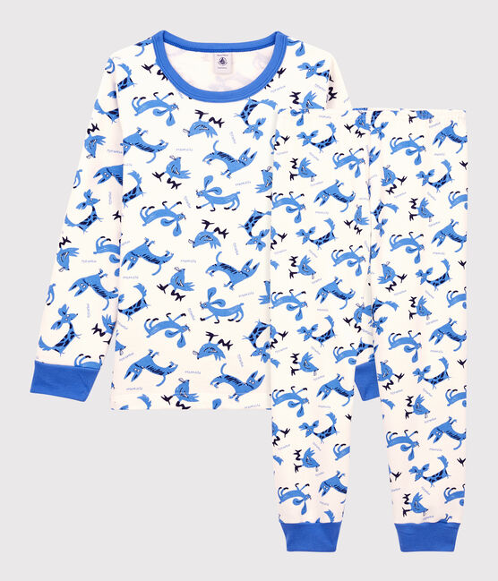 Boys' Animal Motif Cotton Pyjamas MARSHMALLOW white/MULTICO white