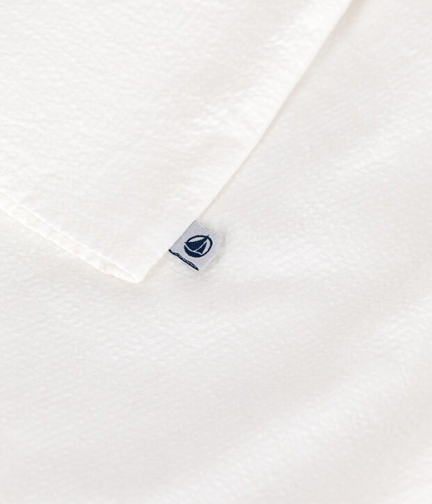 Babies' short-sleeved stripy seersucker blouse white