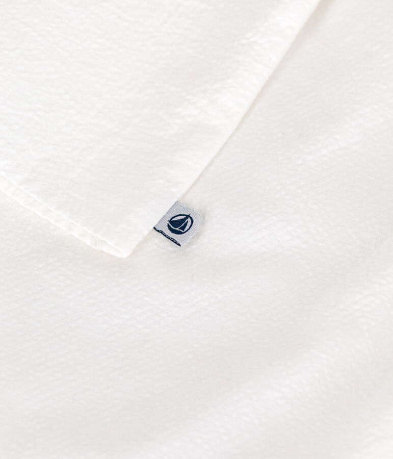 Babies' short-sleeved stripy seersucker blouse white