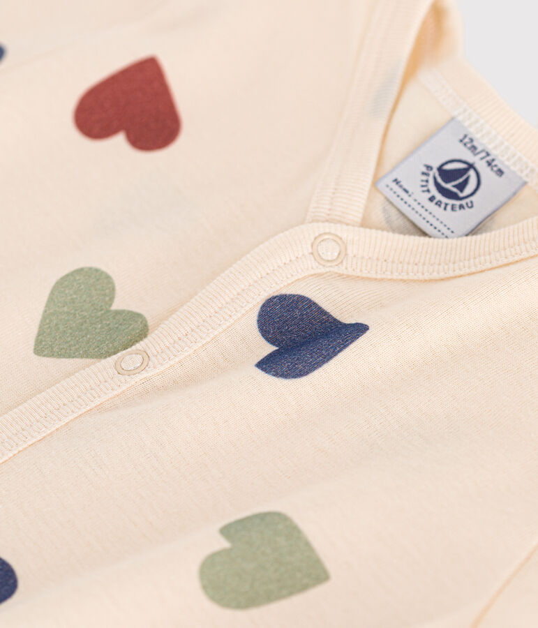 Babies' Short Cotton Playsuit Ecru/multicolor