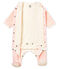 Baby girl's Bodyjama in print cotton velour MARSHMALLOW white/JOLI pink