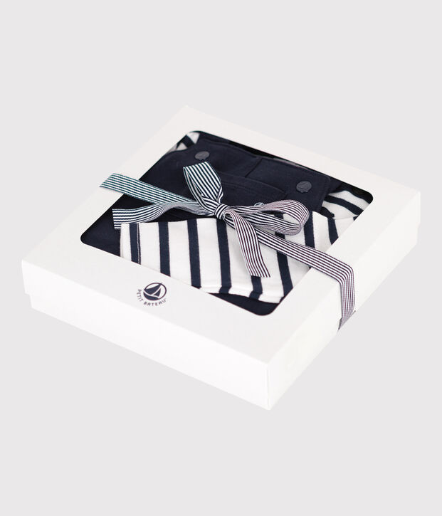 Babies' Thick Jersey Dungarees and Breton Top multicolor