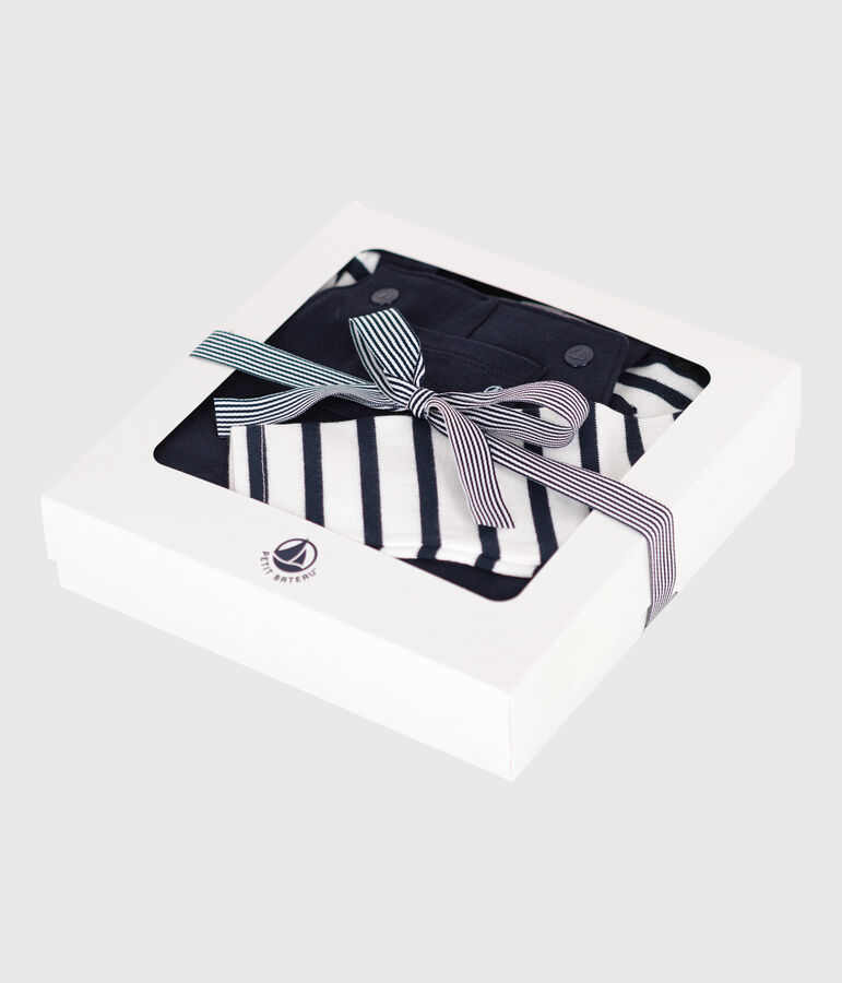 Babies' Thick Jersey Dungarees and Breton Top multicolor