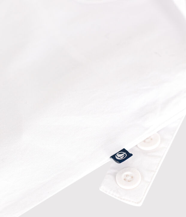 Babies' short-legged plain cotton dungarees white