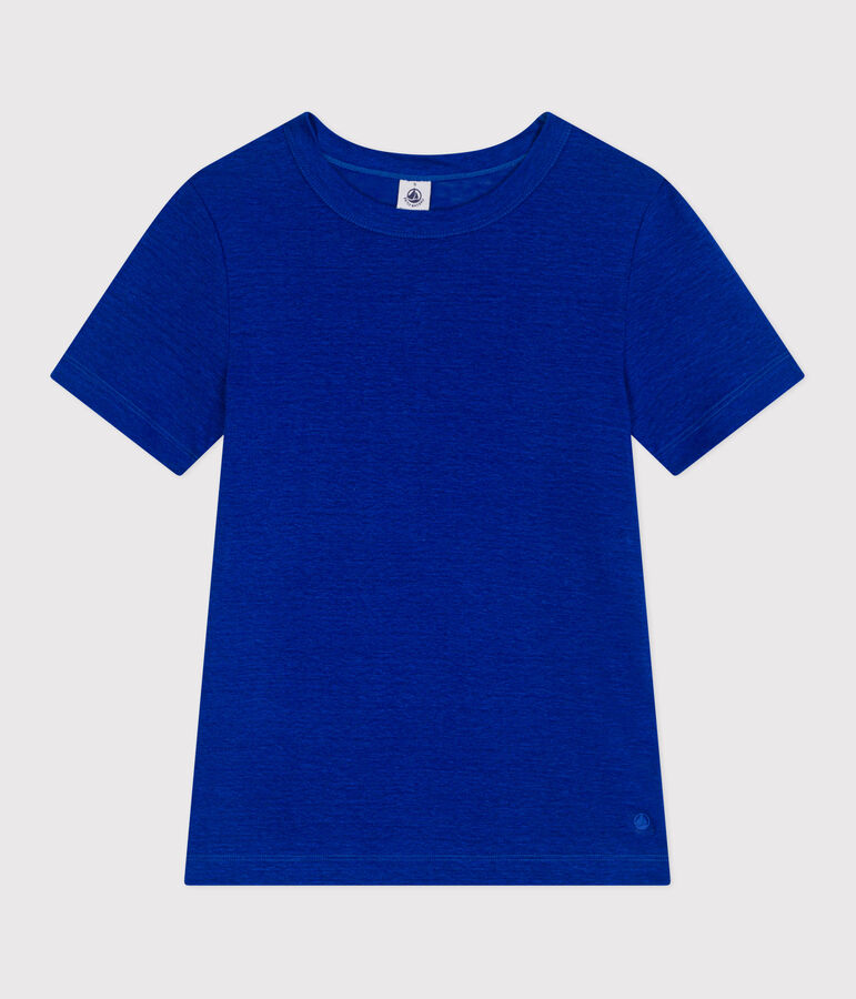 Women's short-sleeved linen T-shirt blue