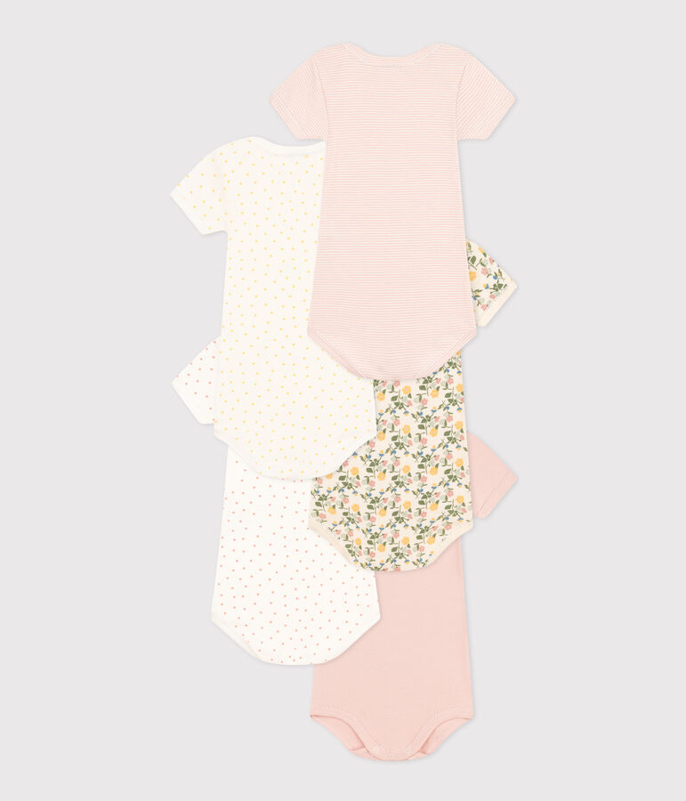 Babies' Short-Sleeved Floral Cotton Bodysuits - 5-Pack variante 1