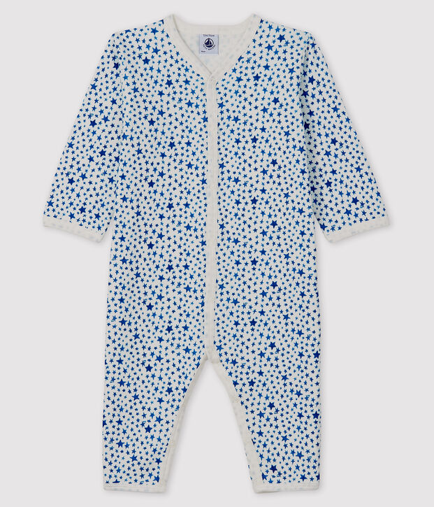 Babies' Blue Starry Tube-Knit Footless Sleepsuit white/blue