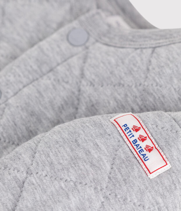 Babies' plain thick cotton cardigan grey