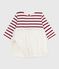 Babies' long-sleeved dress in two materials MILK red/AMARANTE