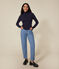 Women's Iconic roll neck in 2x2 rib knit SMOKING blue