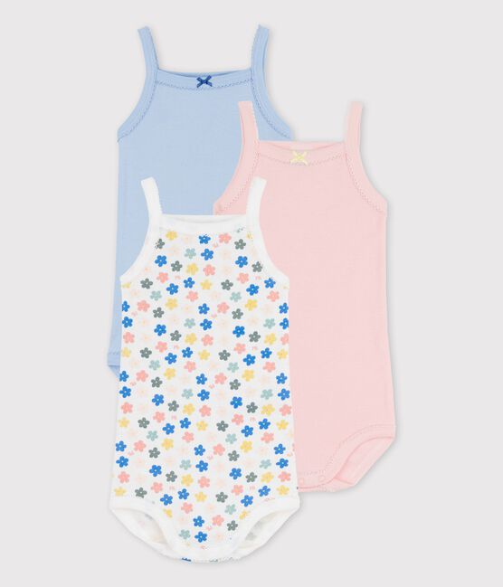 Babies' Floral Cotton Bodysuits with Straps - 3-Pack variante 1