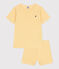 Children's short stripy cotton pyjamas BLE yellow/MARSHMALLOW white