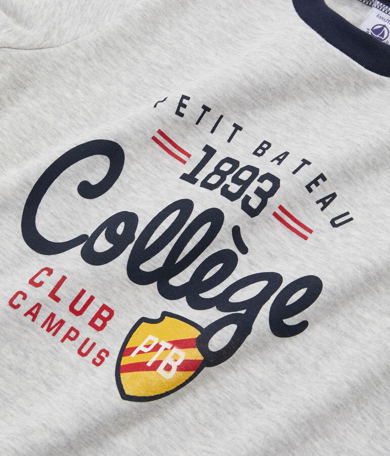 Boys' Long-Sleeved Screen Printed T-shirt BELUGA CHINE grey