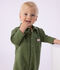 Babies' long plain cotton jumpsuit OLIVINE
