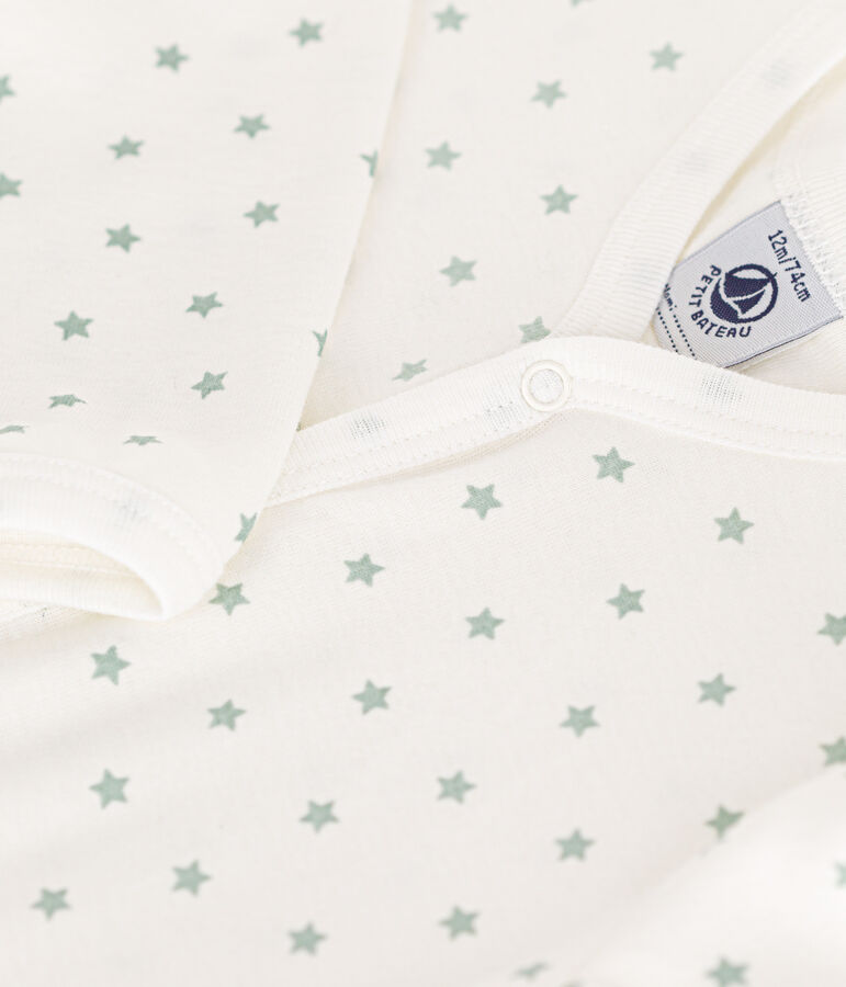 Babies' Starry Cotton Pyjamas MARSHMALLOW white/HERBIER