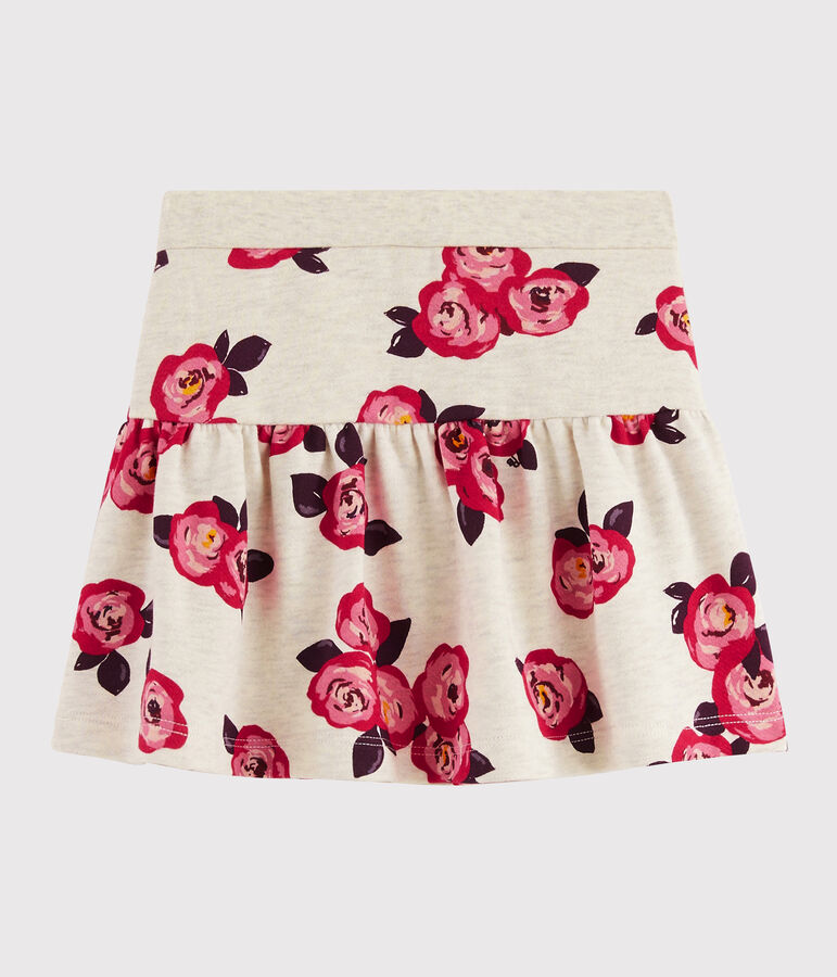 Girls' fleece skirt beige/multicolor