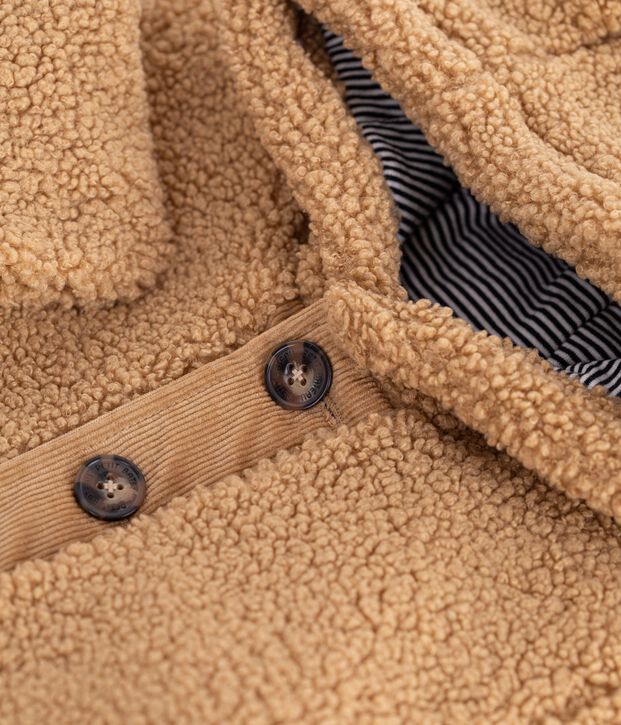Babies' sherpa coat with a hood LATTE