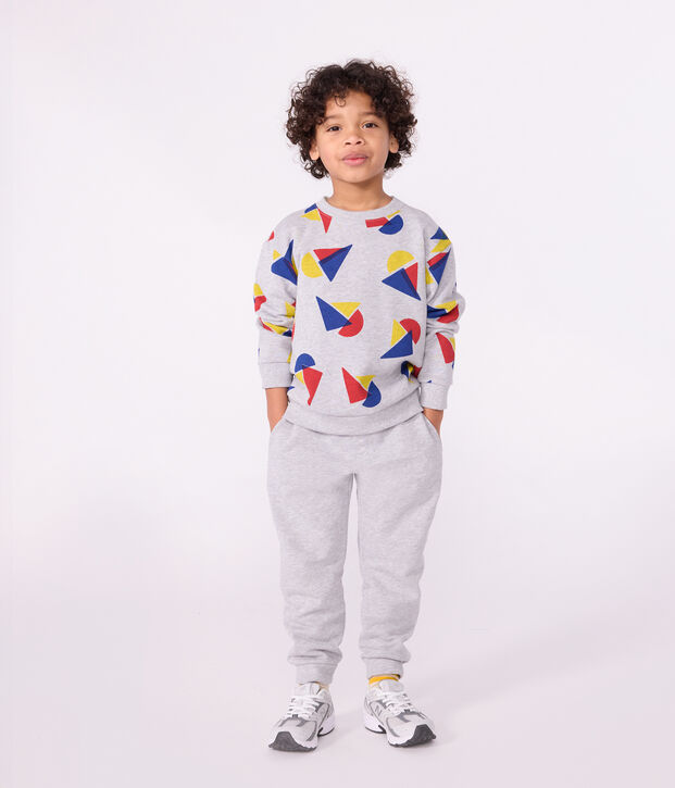 Children's plain cotton jogging bottoms grey