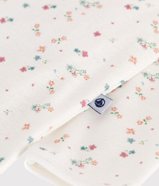 Babies' footless floral-print cotton bodyjama MARSHMALLOW white/MULTICO white