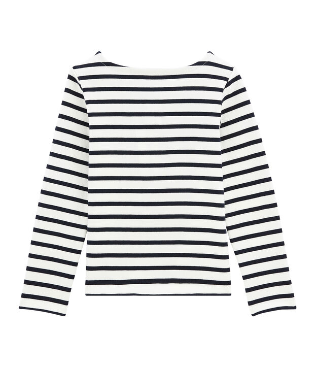 Girl's jersey breton top white/blue