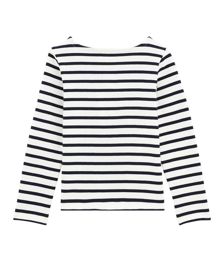 Girl's jersey breton top white/blue