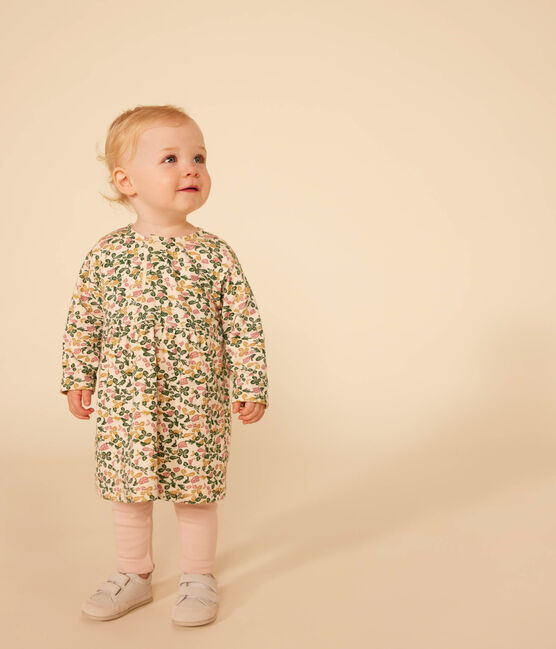 Babies' Long-Sleeved Tube Knit Dress and Cotton Leggings AVALANCHE white/MULTICO