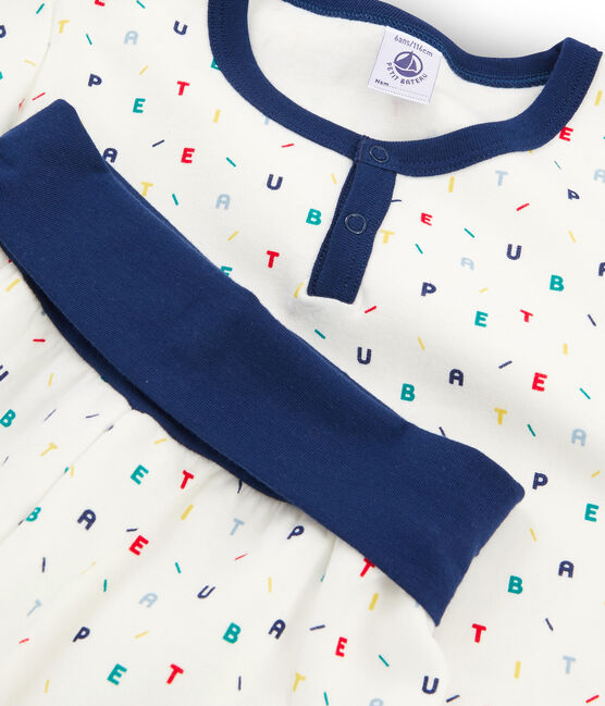Boys' High-Rise Fleece Pyjamas MARSHMALLOW white/MULTICO white