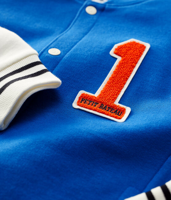 Unisex Children's Fleece Baseball Jacket RUISSEAU blue/MARSHMALLOW white