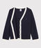 Boys' Wool and Cotton Cardigan SMOKING blue/MARSHMALLOW white