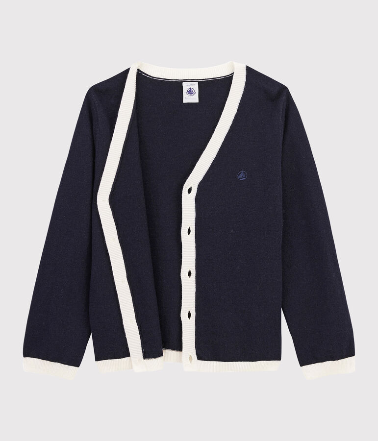 Boys' Wool and Cotton Cardigan blue/white