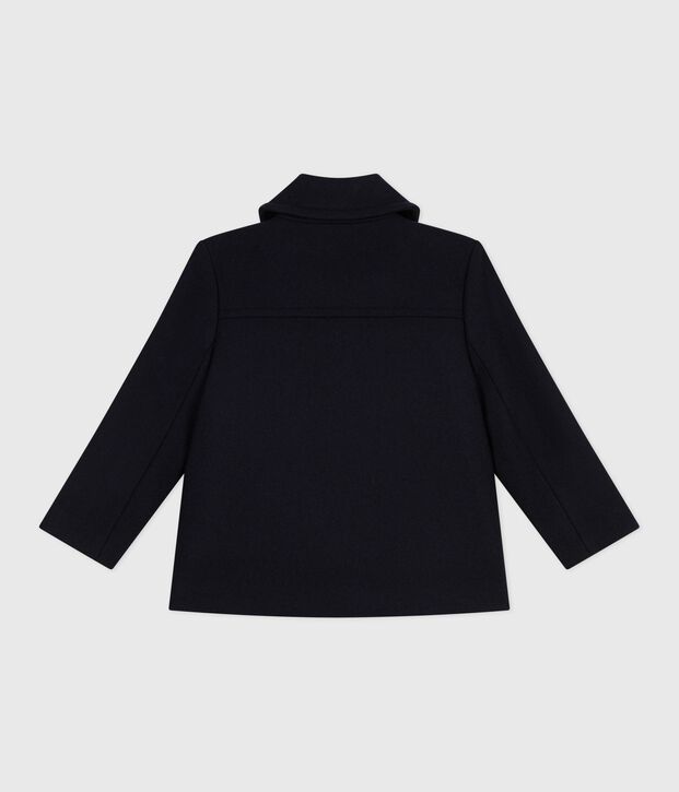 Children's coat in plain woollen broadcloth blue
