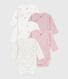 Pack of babies' long-sleeved printed cotton wrapover bodies