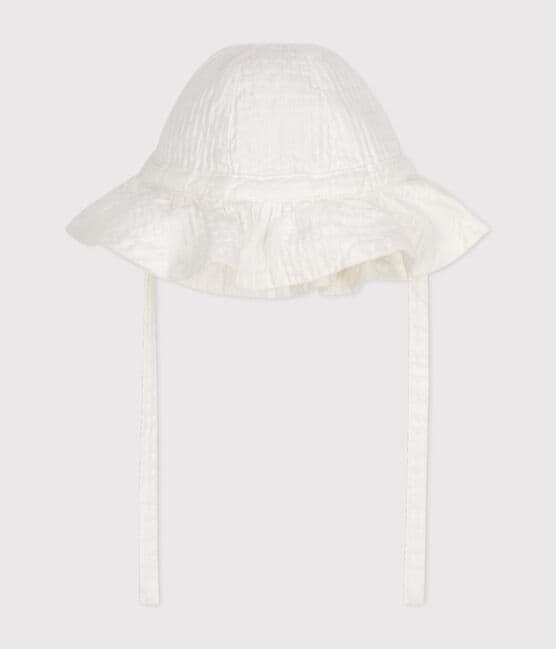 Baby Girls' Textured Floppy Hat MARSHMALLOW white