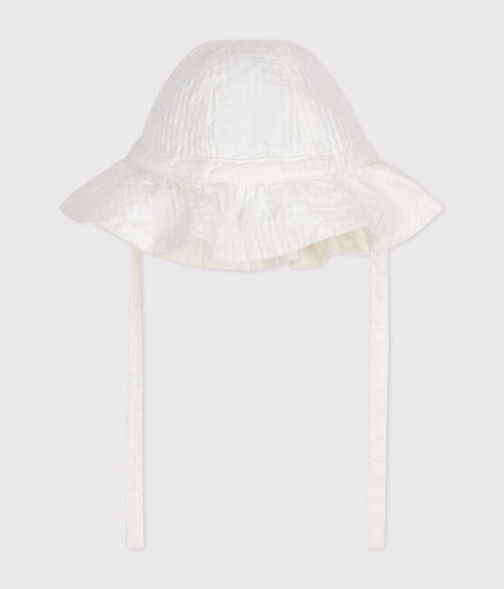 Baby Girls' Textured Floppy Hat MARSHMALLOW white