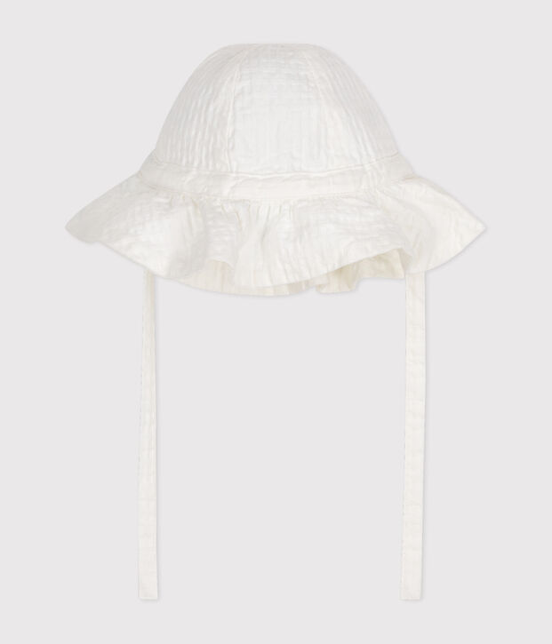 Baby Girls' Textured Floppy Hat white