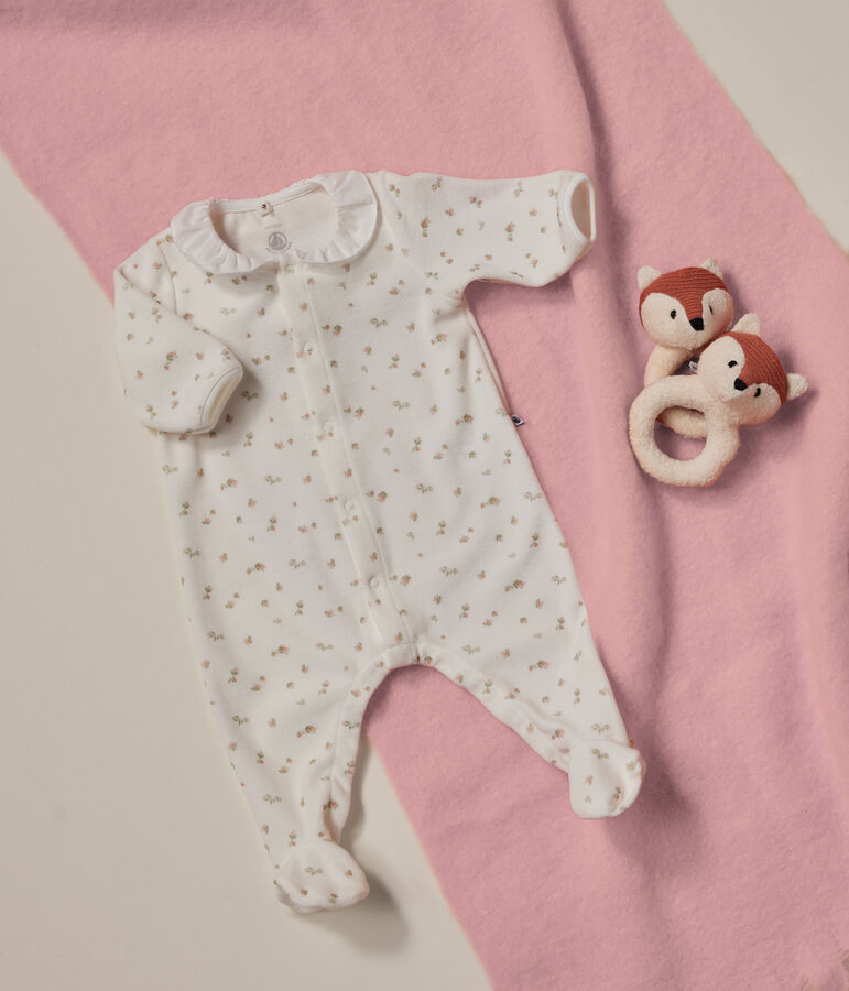Babies' velour pyjamas MARSHMALLOW white/MULTICO white