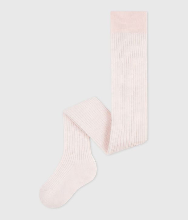 Babies' plain wool and cotton tights FLEUR