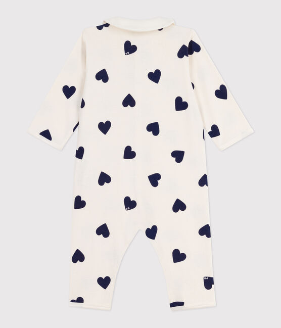 Babies' printed cotton footless pyjama suit MILK blue/SOIR