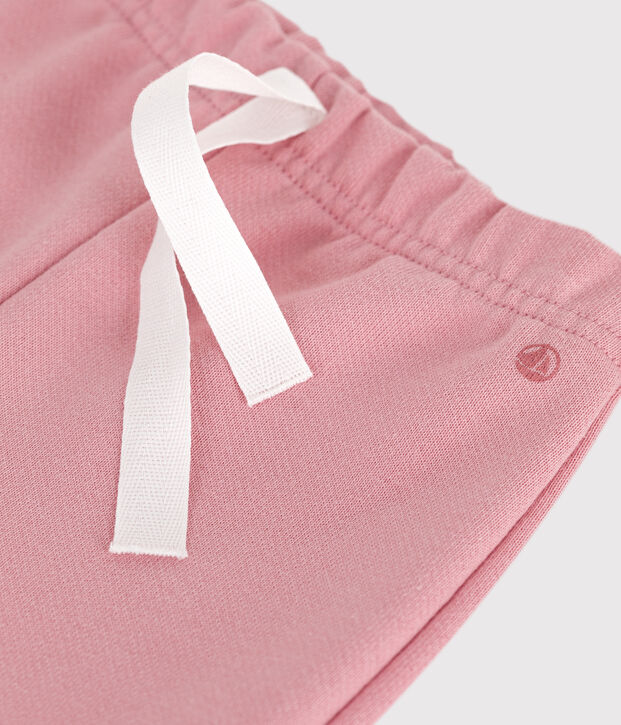 Babies' jogging bottoms in plain cotton pink
